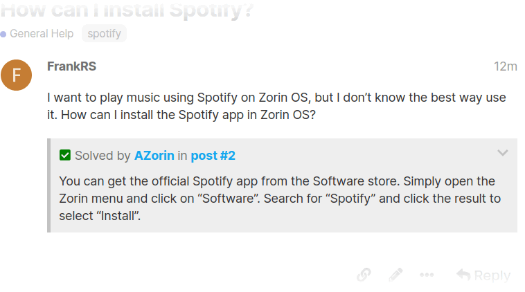 Solution on the Zorin Forum